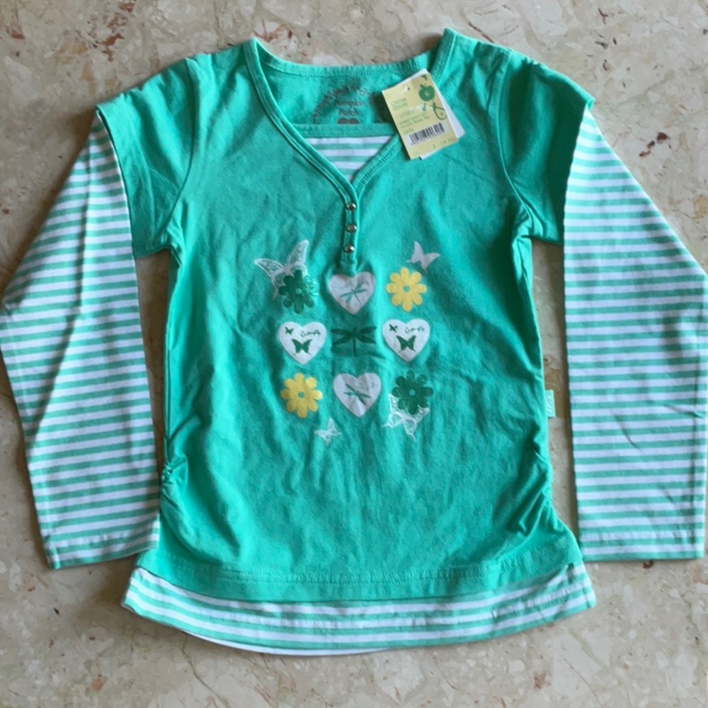 NWT Pumpkin Patch long sleeved top, green, size 6
